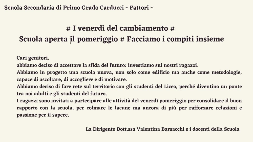 Lettera della Dirigente